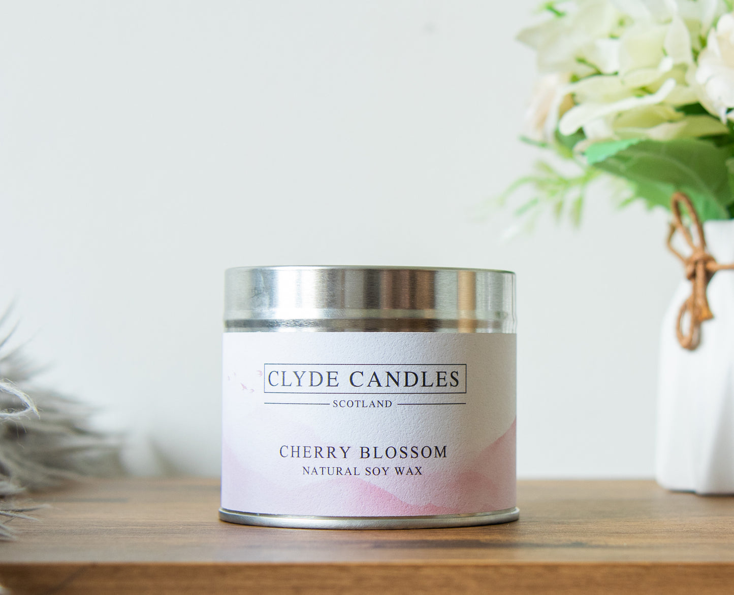Cherry Blossom Candle Tin, best british natural soy candles, made in glasgow scotland