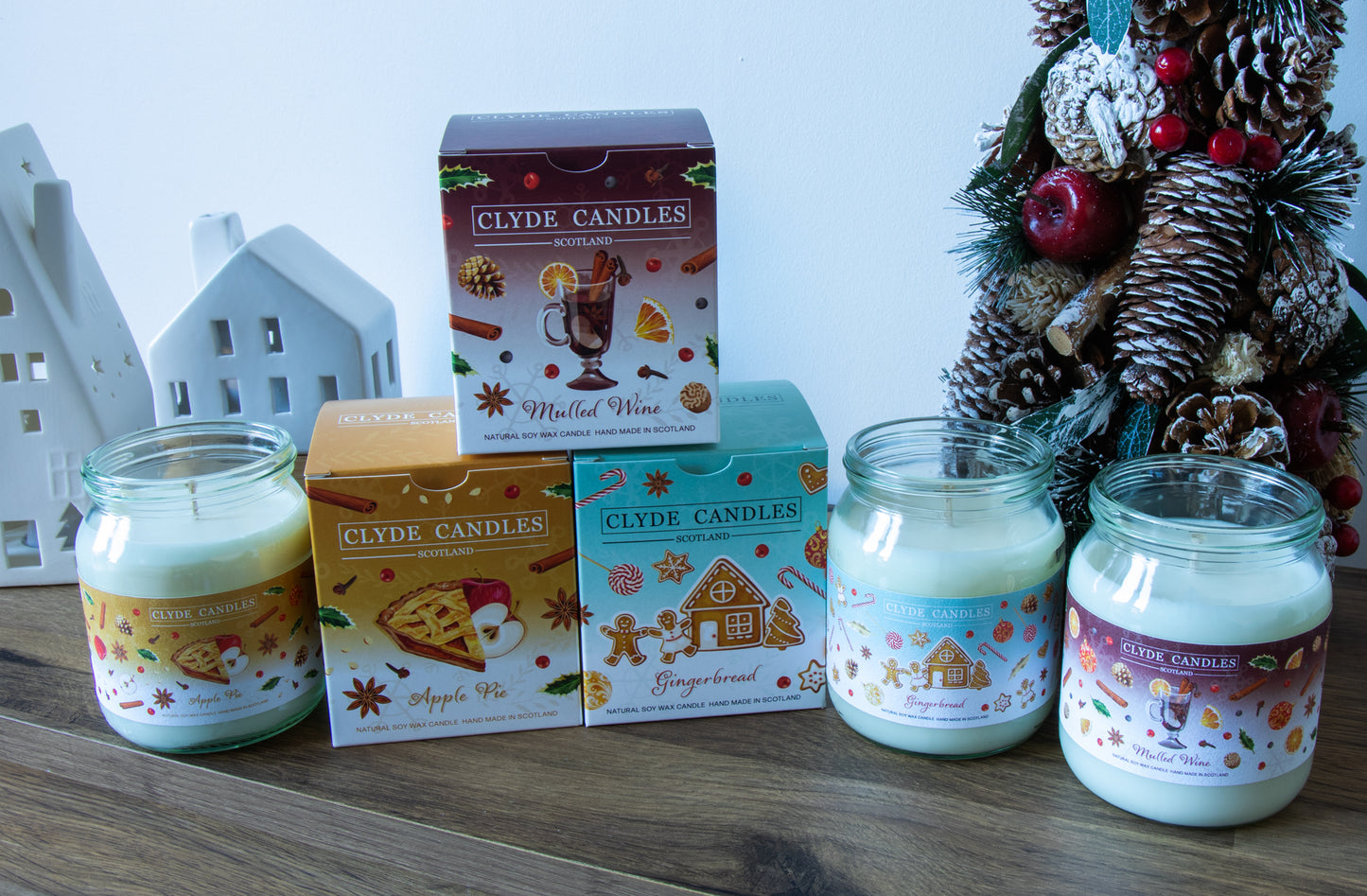 Mulled Wine Soy Candle Jar, gift box christmas candle, made in scotland