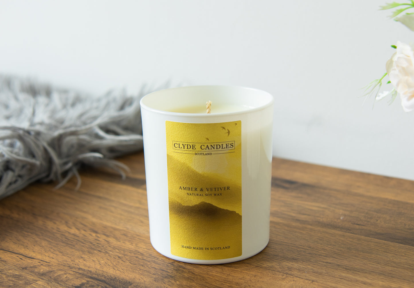 Amber & Vetiver Gift Box Candle - Large Glass Natural Soy wax, Scottish Candles, Clyde Candles, luxury scottish gifts for her