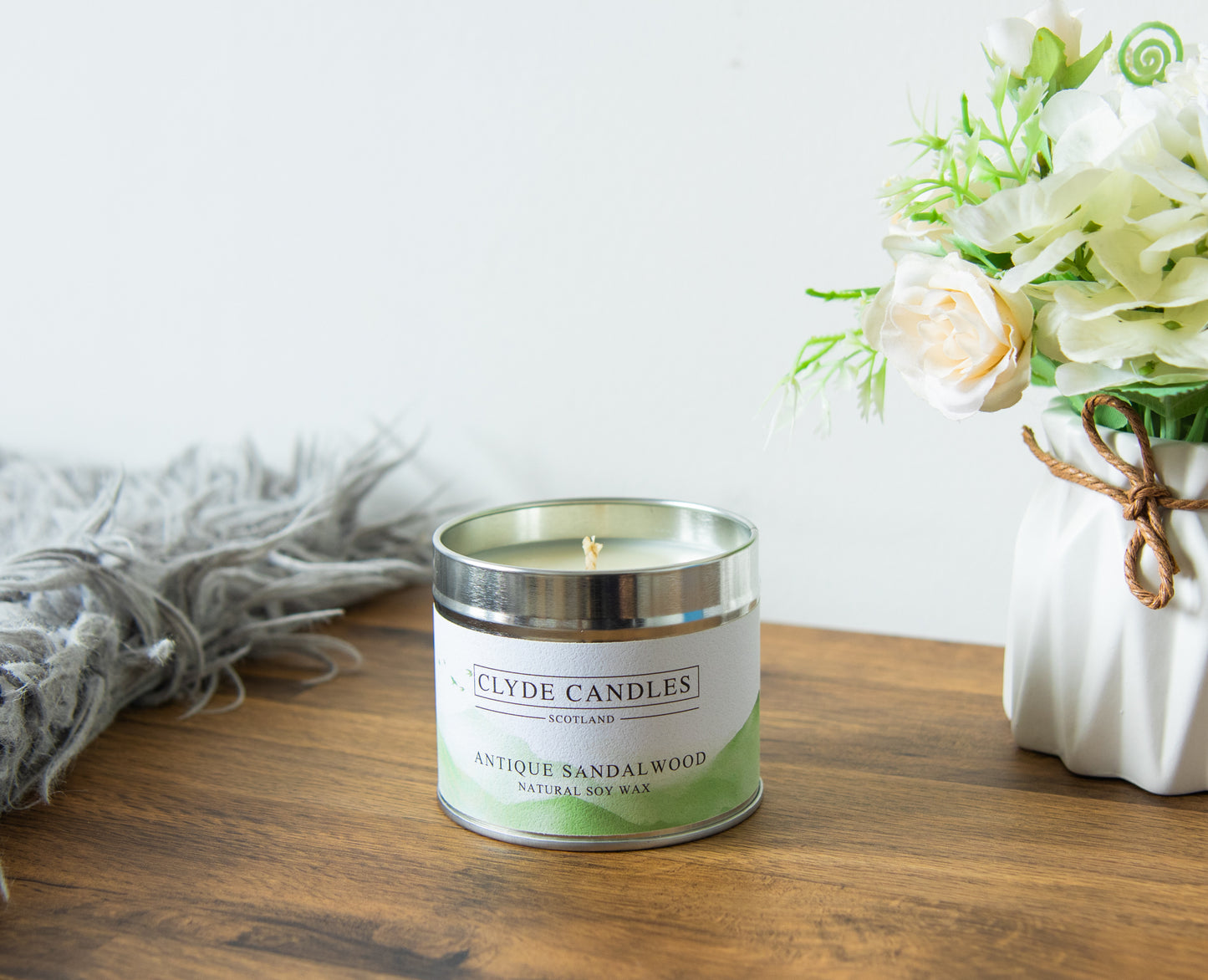 Antique Sandalwood Scented Candle Tin, Natural soy wax, Scottish Candles, Clyde Candles