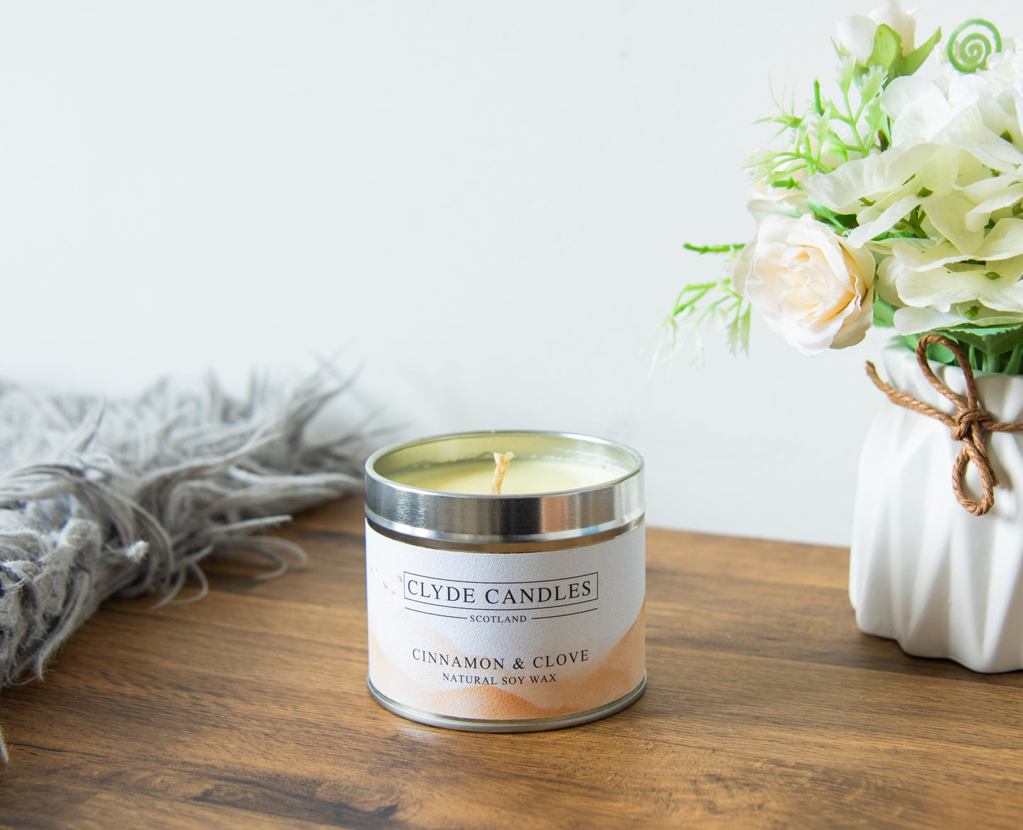 Cinnamon & Clove Scented Candle Tin Natural Soy wax, Scottish Candles, Clyde Candles