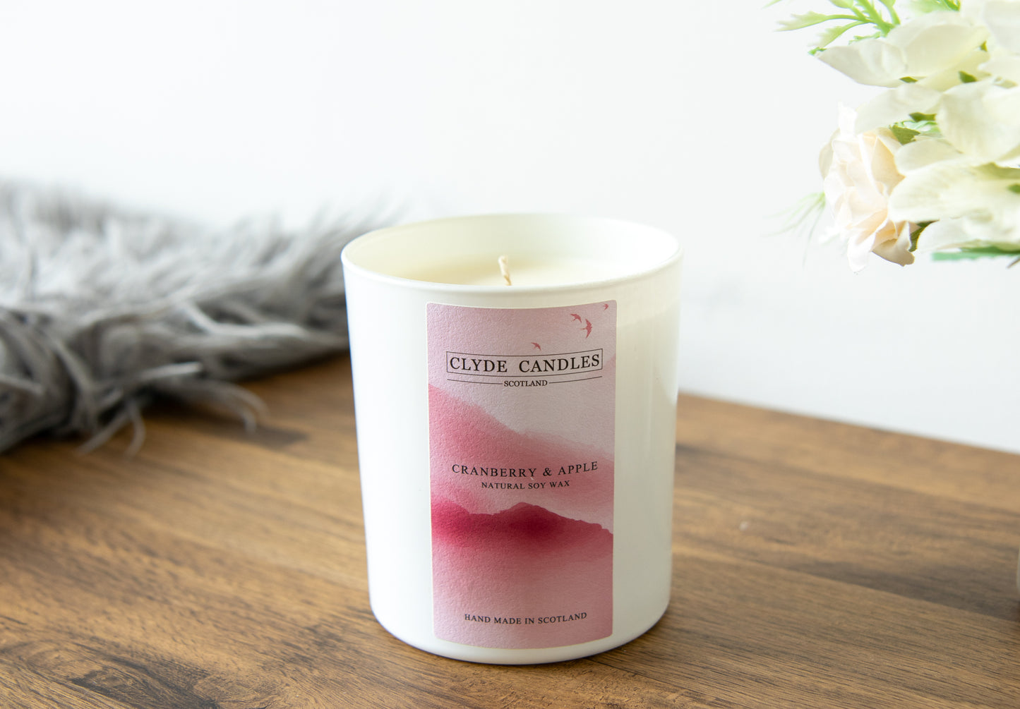 Cranberry & Apple Gift Box Candle - Large Glass, Clyde Candles, natural soy gift candles for her, christmas candle