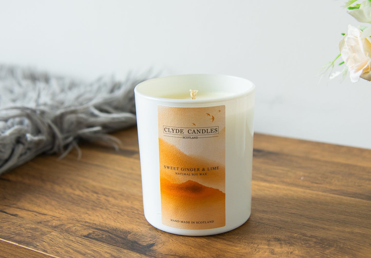 Sweet Ginger & Lime Gift Box Candle - Large Glass Natural Soy wax, Scottish Candles, Clyde Candles, luxury gifts for her