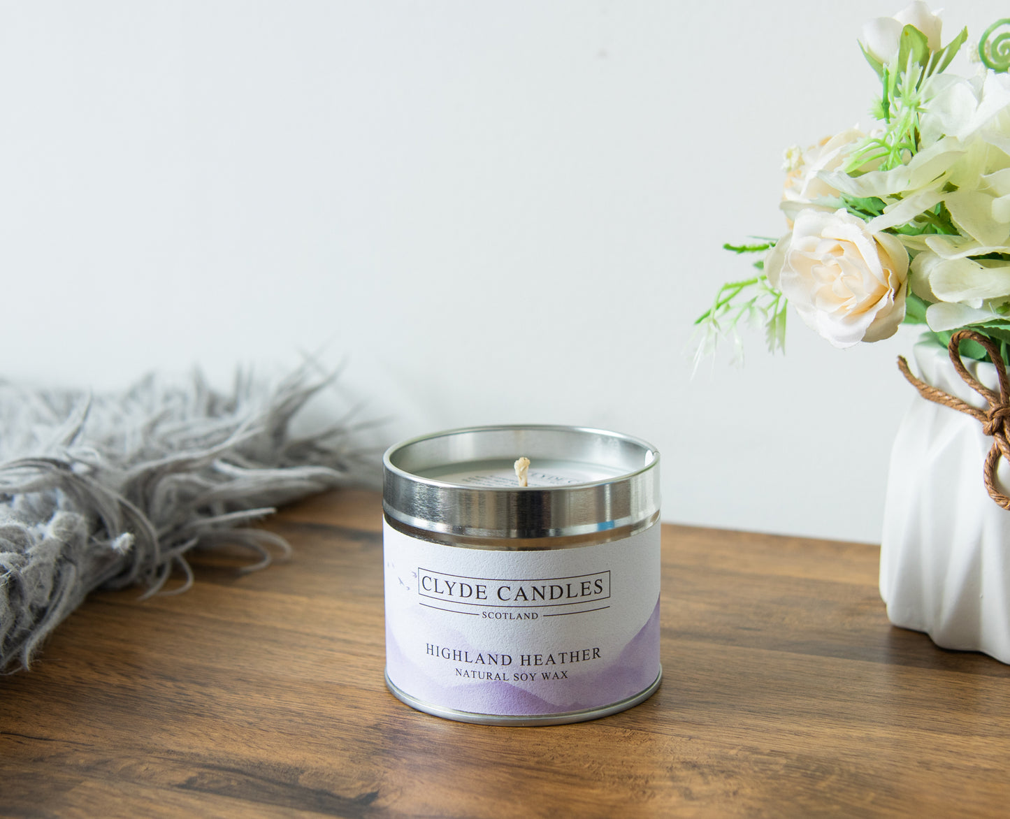 Highland Heather Candle Tin, Natural Soy wax, Scottish Candles, Clyde Candles, vegan friendly candle