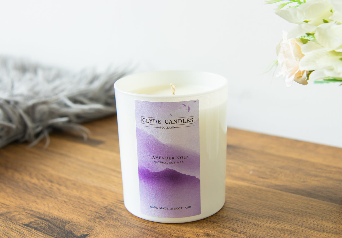 Lavender Noir Gift Box Candle - Large Glass, natural soy candle, luxury scottish gifts