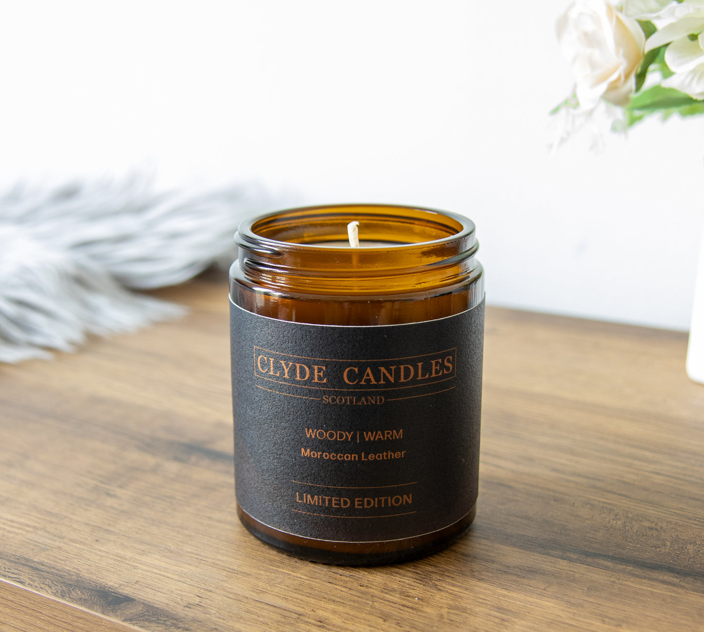 moroccan leather natural soy wax, clyde candles, hand made in scotland, scottish gifts, candle gifts, scented british candle gifts