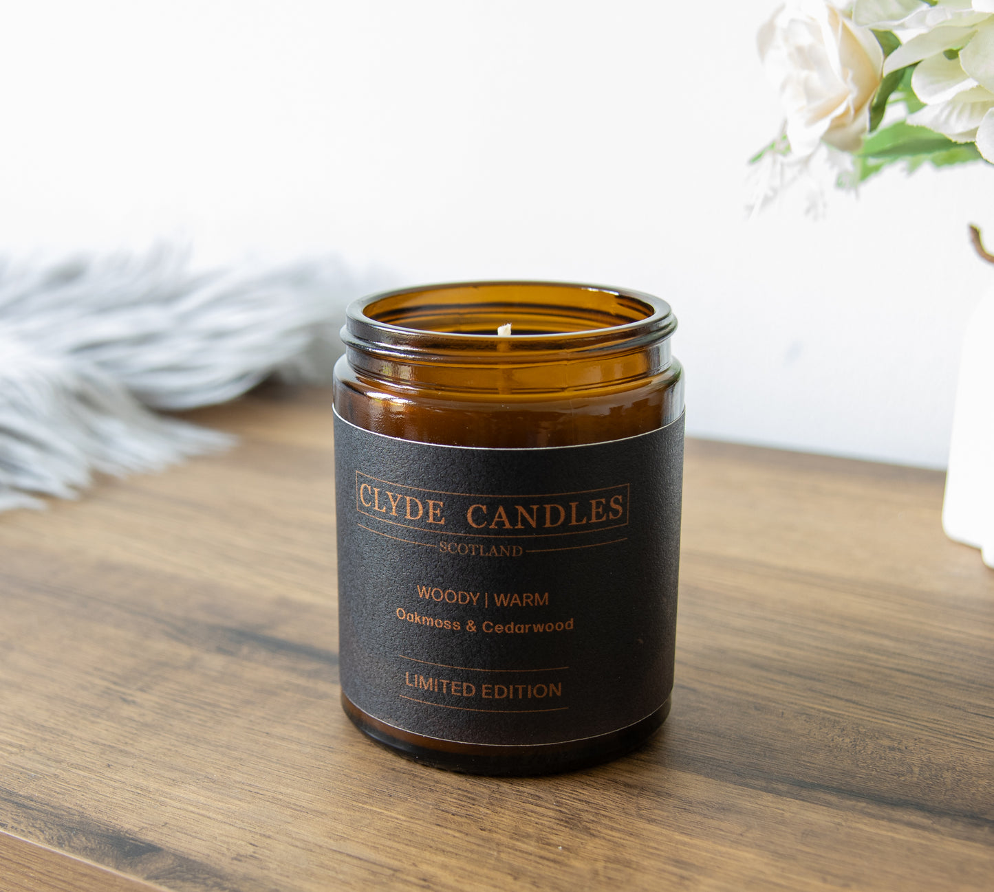 Oakmoss & Cedarwood Amber Glass Natural Soy Candle
