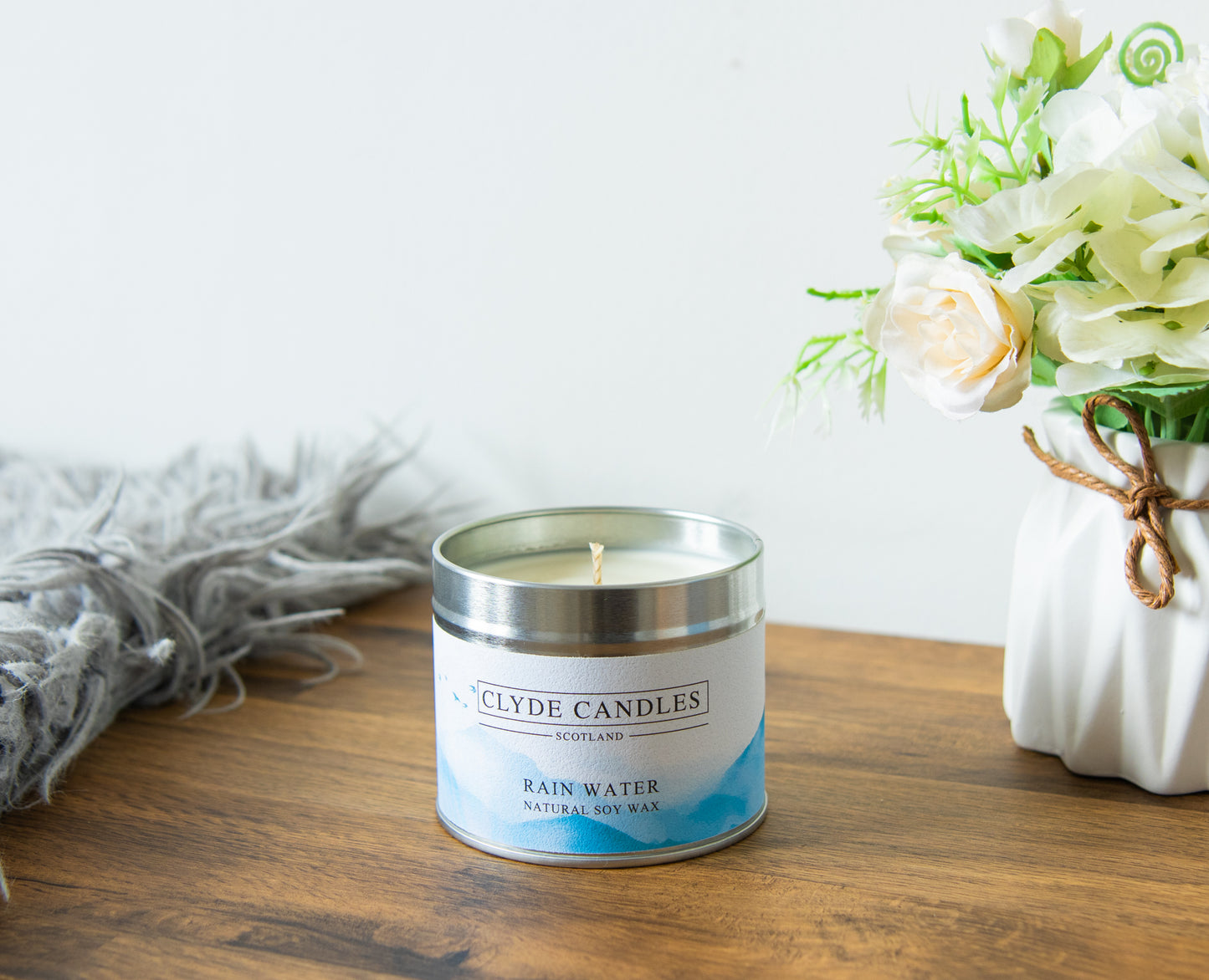 Rain Water Scented Candle Tin, Natural Soy wax, Scottish Candles, Clyde Candles