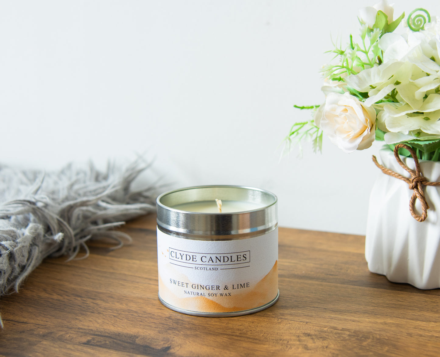 Sweet Ginger & Lime Scented Candle Tin, Natural Soy wax, Scottish Candles, Clyde Candles
