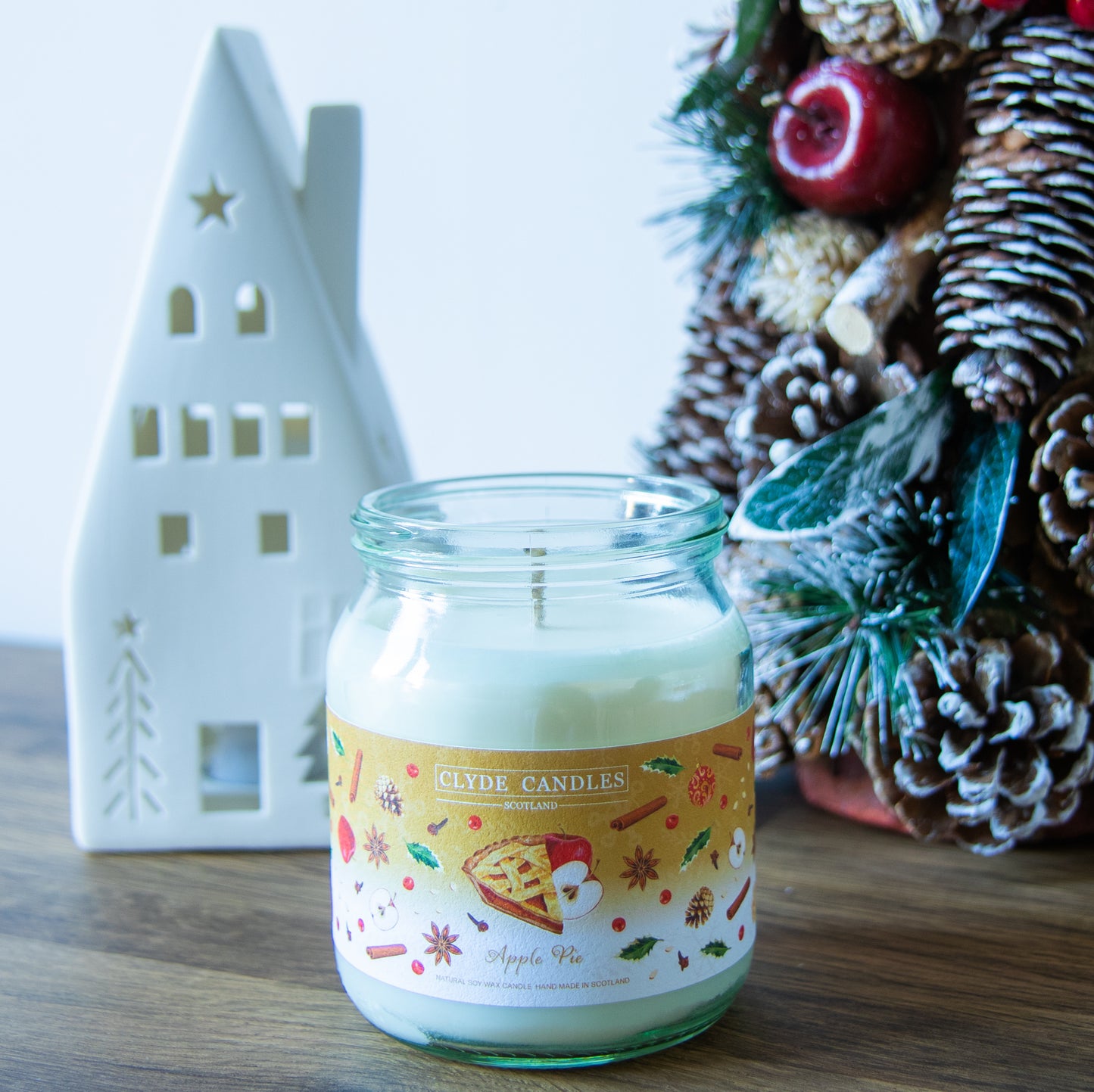 Apple Pie Soy Candle Jar, gift box christmas candle, made in scotland