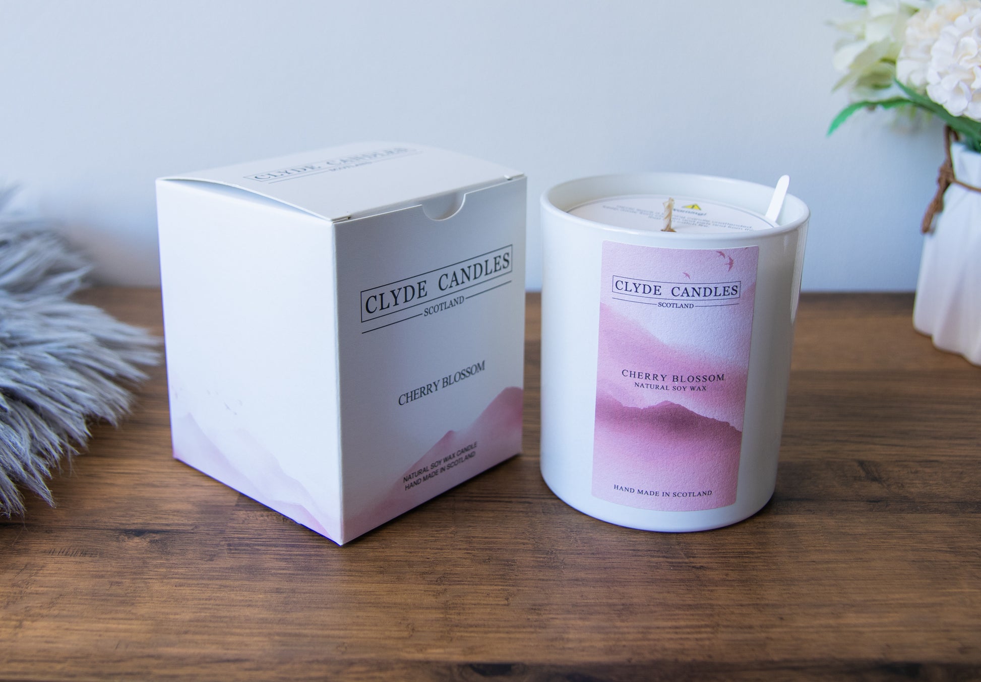 cherry blossom Gift Box Large Glass, Natural Soy wax, Scottish Candles, Clyde Candles, vegan friendly candle