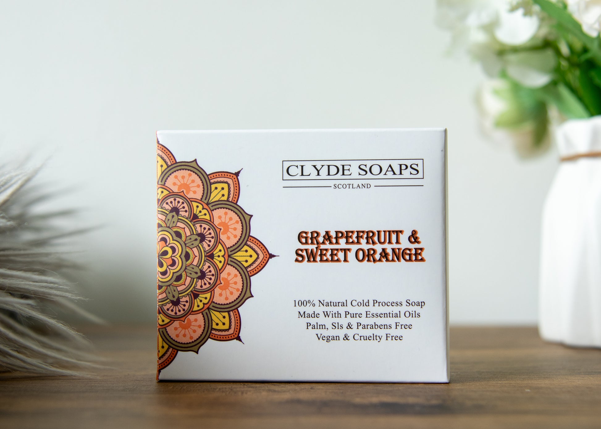 Grapefruit, Sweet Orange and Calendula Soap - Clyde Soaps , Cold Process, Palm Oil & Plastic Free, Eco Gift, UK Handmade Vegan, Cruelty Free