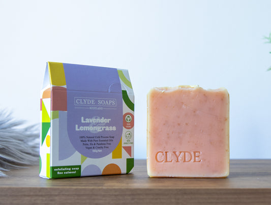 Lavender, Lemongrass and Oatmeal Soap - Clyde Soaps , Cold Process, Palm Oil & Plastic Free, Eco Gift, UK Handmade Vegan, Cruelty Free