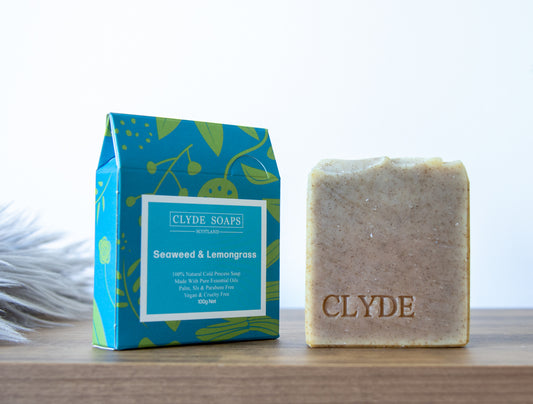 Seaweed & Lemongrass Soap - Clyde Soaps , Cold Process, Palm Oil & Plastic Free, Eco Gift, UK Handmade Vegan, Cruelty Free