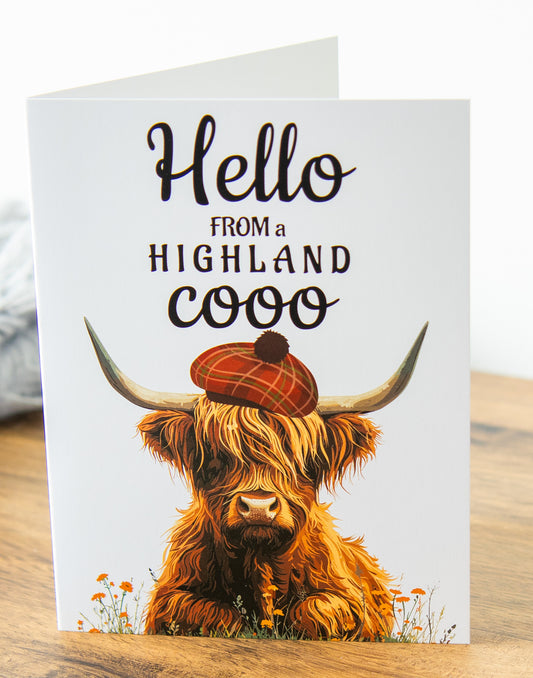 Hello From A Highland Cooo Greeting Card