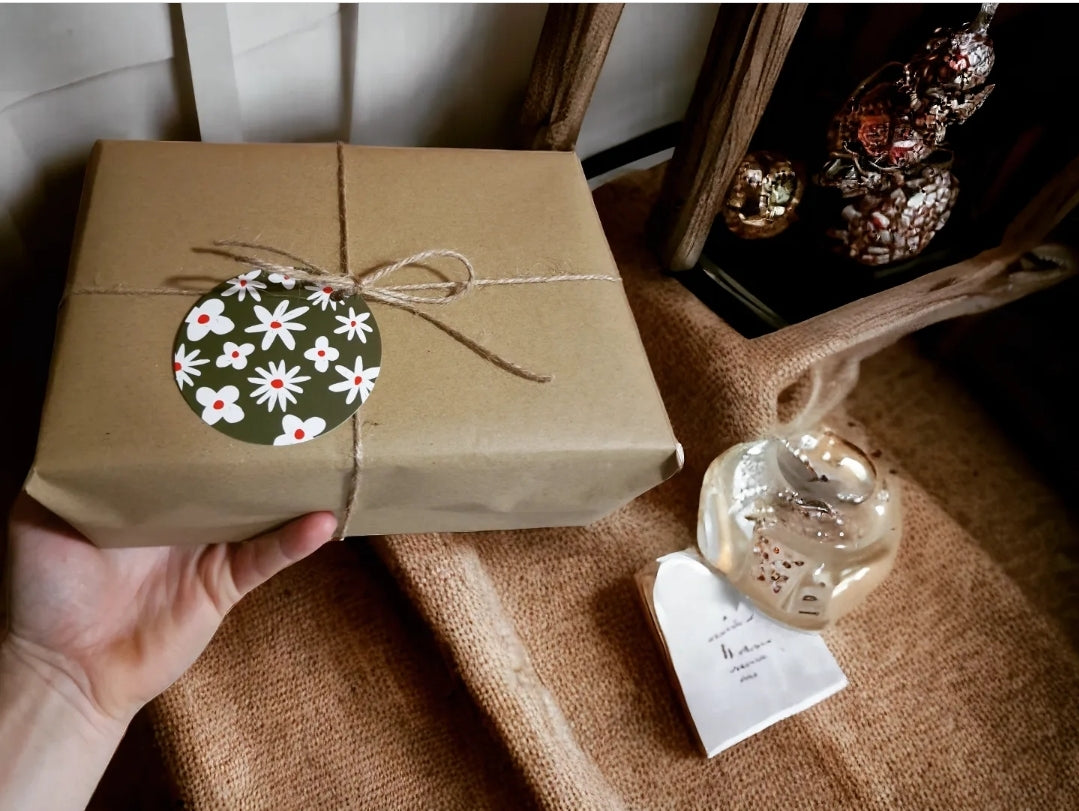 Free gift wrap, brown paper , twine 