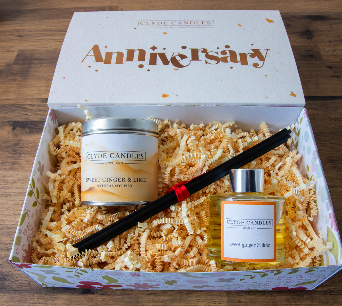 Clyde Candles gift box with Anniversary sleeve