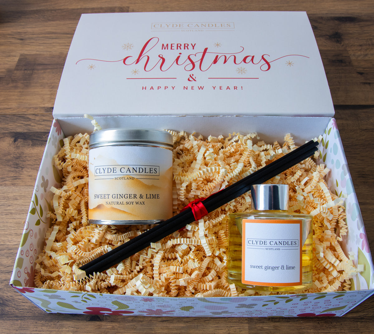 Clyde Candles gift box with Merry Christmas sleeve