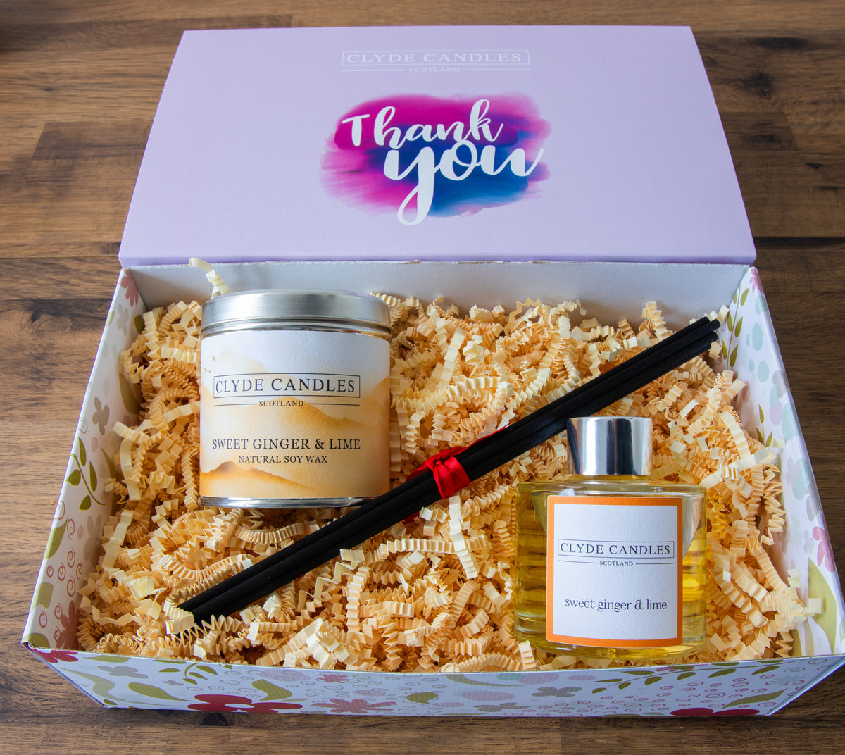 Clyde Candles gift box with Thank You sleeve