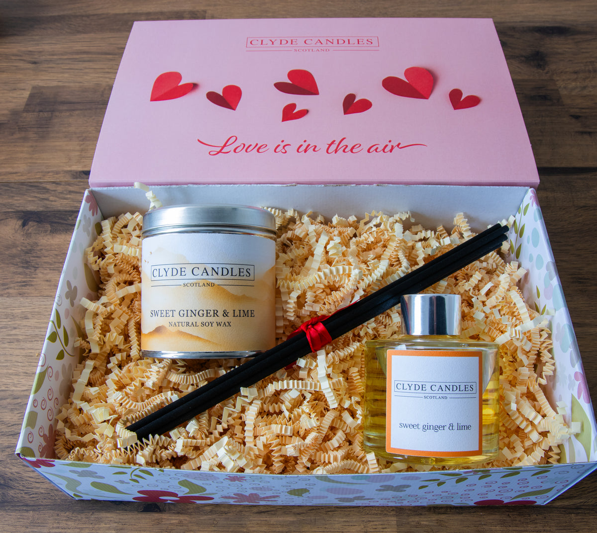 Clyde Candles gift box with Valentine’s Day sleeve