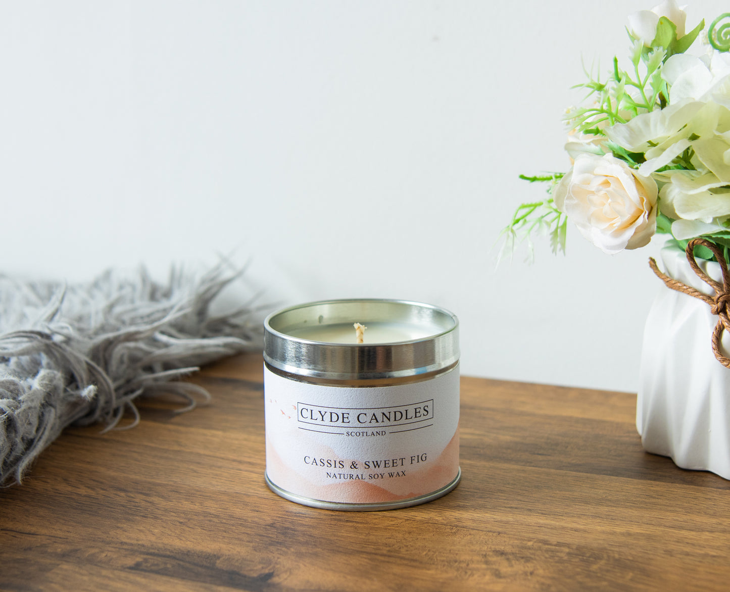 Cassis & Sweet Fig Candle Tin Natural Soy wax, Scottish Candles, Clyde Candles
