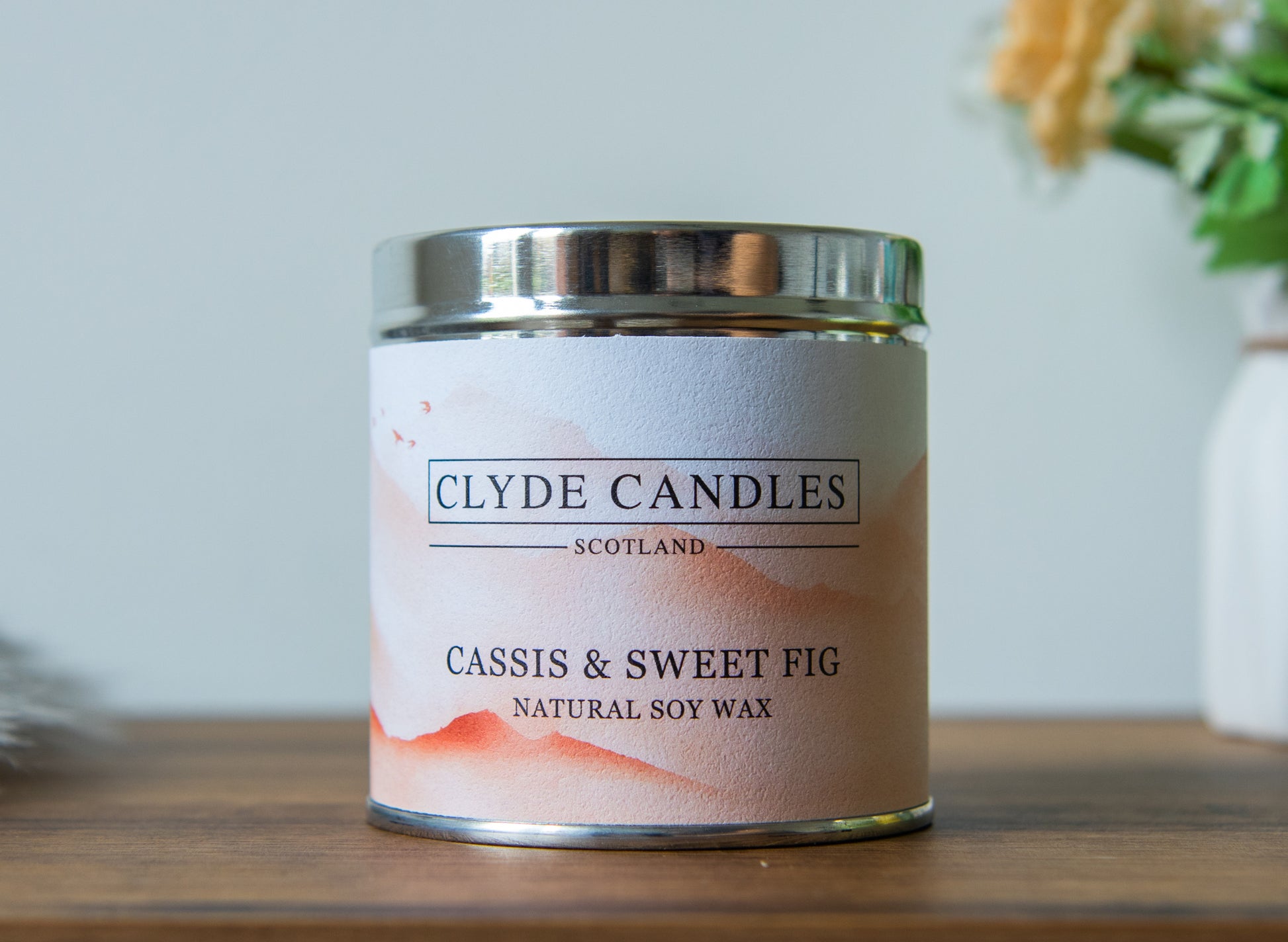 Cassis & Sweet Fig Candle Tin Natural Soy wax, Scottish Candles, Clyde Candles