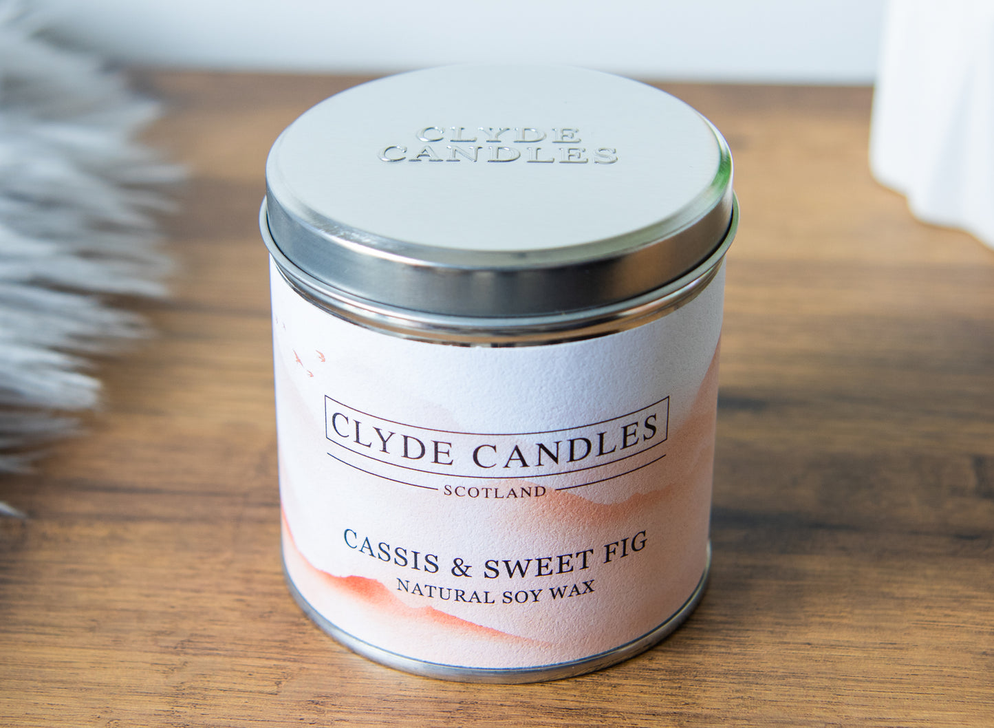 Cassis & Sweet Fig Candle Tin Natural Soy wax, Scottish Candles, Clyde Candles