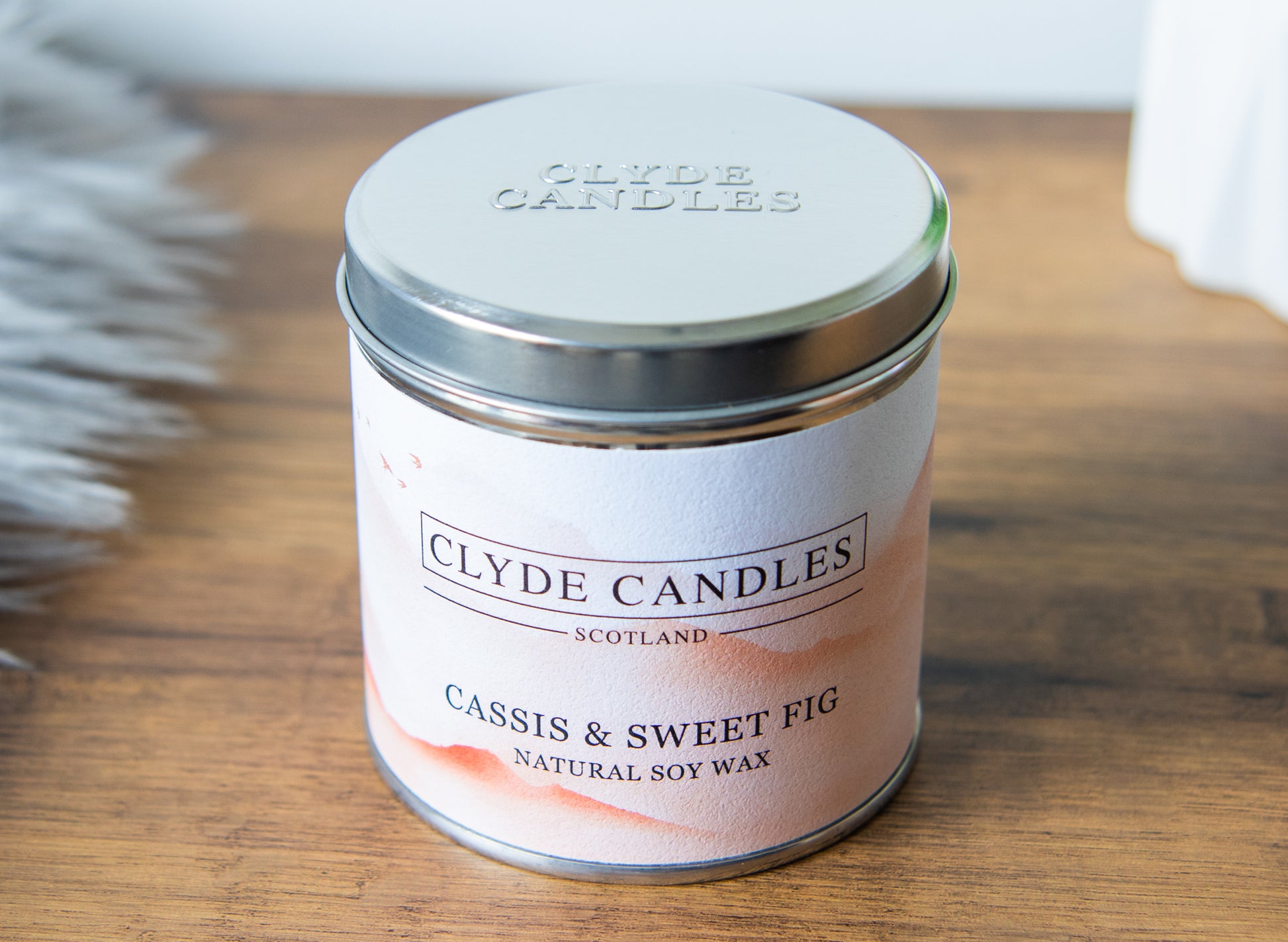 Cassis & Sweet Fig Candle Tin Natural Soy wax, Scottish Candles, Clyde Candles