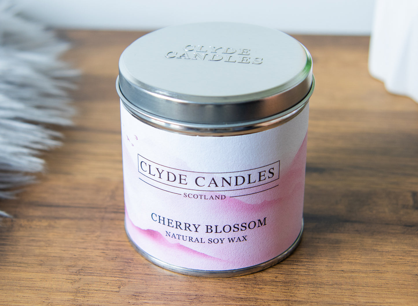 Cherry Blossom Candle Tin, best british natural soy candles, made in glasgow scotland