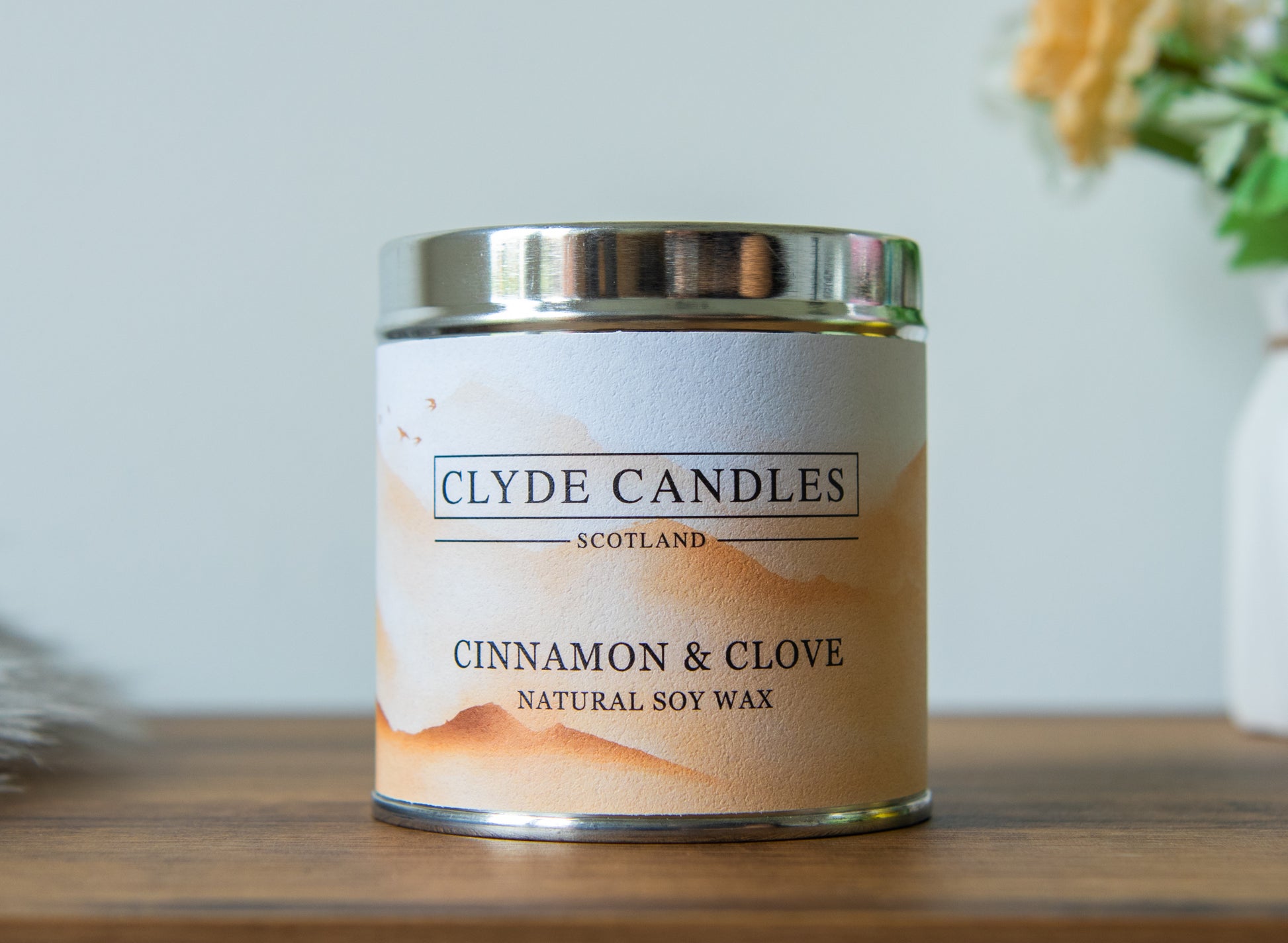 Cinnamon & Clove Scented Candle Tin Natural Soy wax, Scottish Candles, Clyde Candles