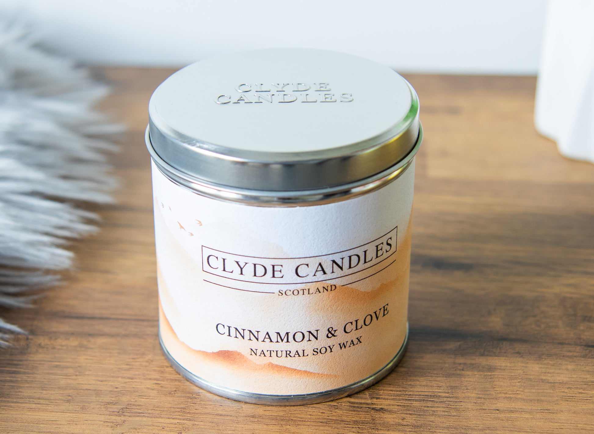 Cinnamon & Clove Scented Candle Tin Natural Soy wax, Scottish Candles, Clyde Candles