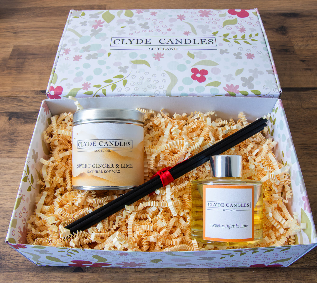 Clyde Candles soy candle tin and reed diffuser with gift box