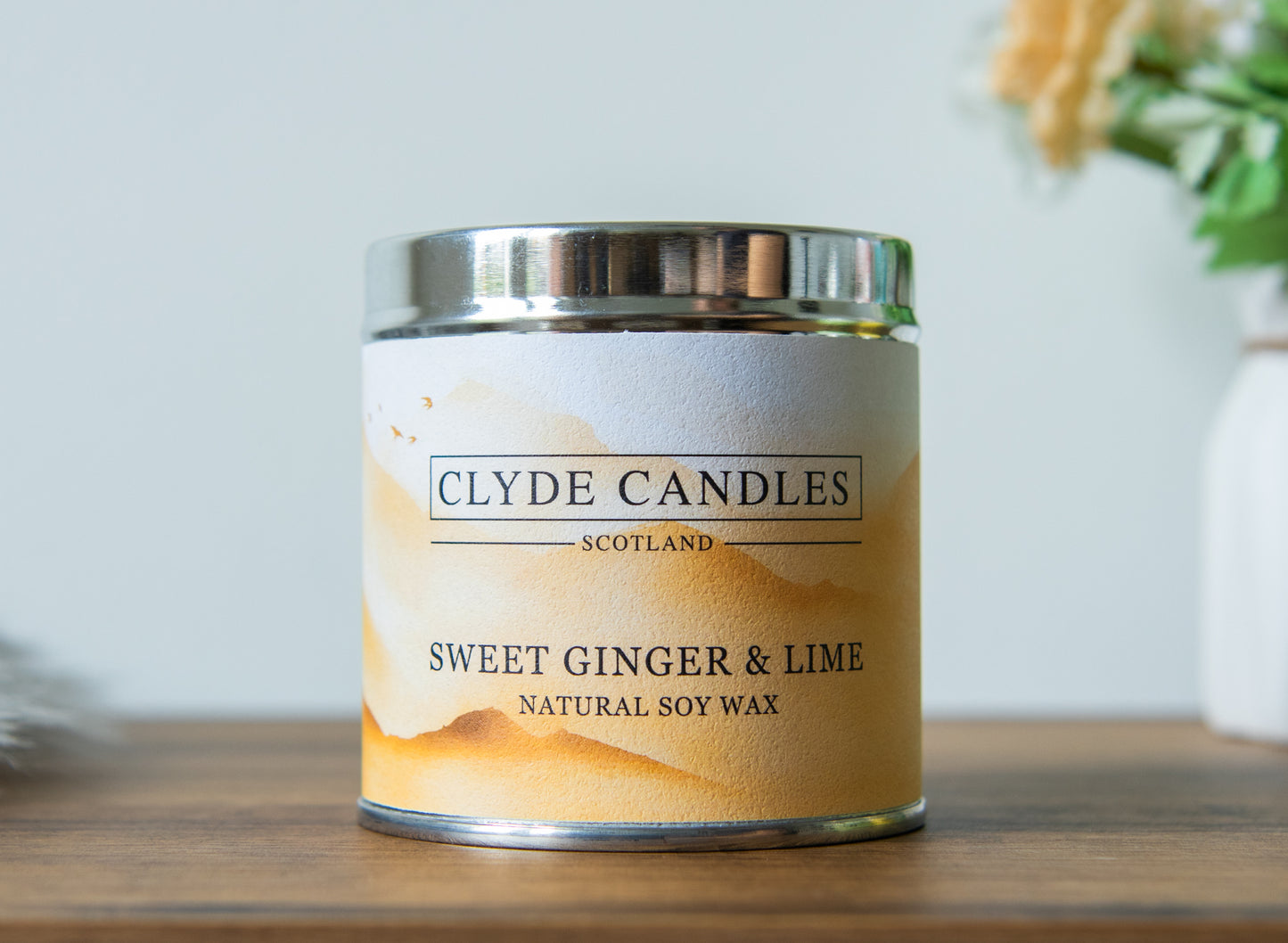 Sweet Ginger & Lime Scented Candle Tin, Natural Soy wax, Scottish Candles, Clyde Candles
