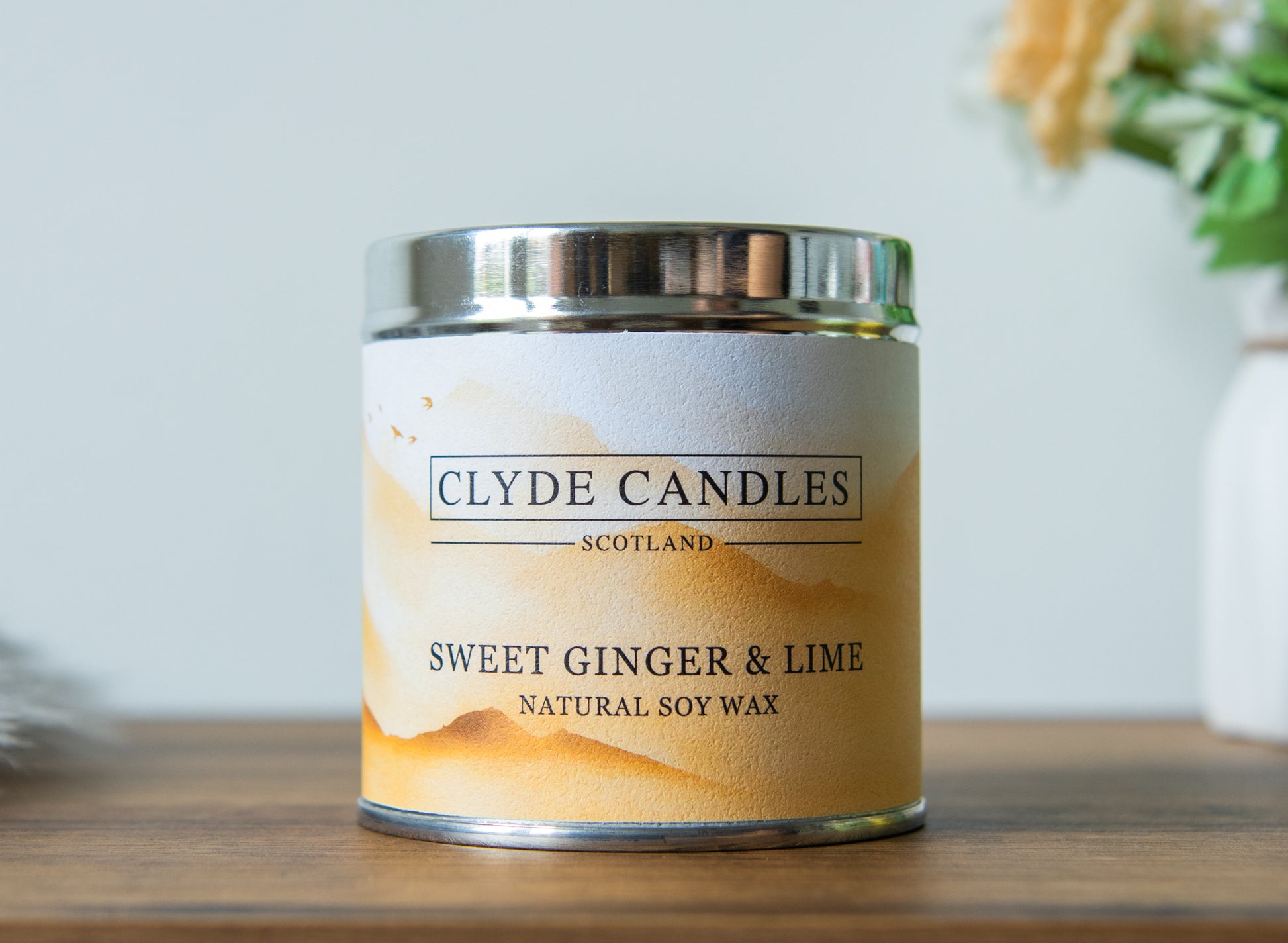 Sweet Ginger & Lime Scented Candle Tin, Natural Soy wax, Scottish Candles, Clyde Candles