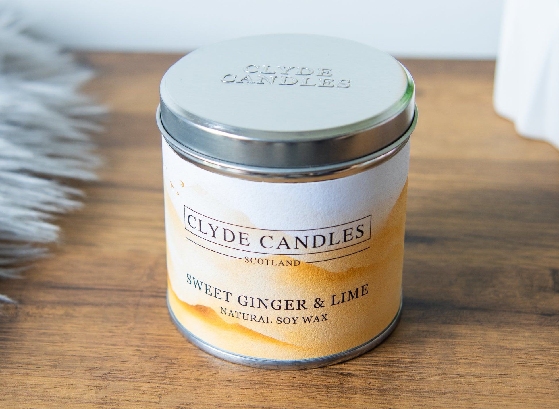 Sweet Ginger & Lime Scented Candle Tin, Natural Soy wax, Scottish Candles, Clyde Candles