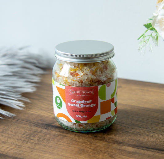Jar of Clyde Candles Grapefruit & Sweet Orange Bath Salts