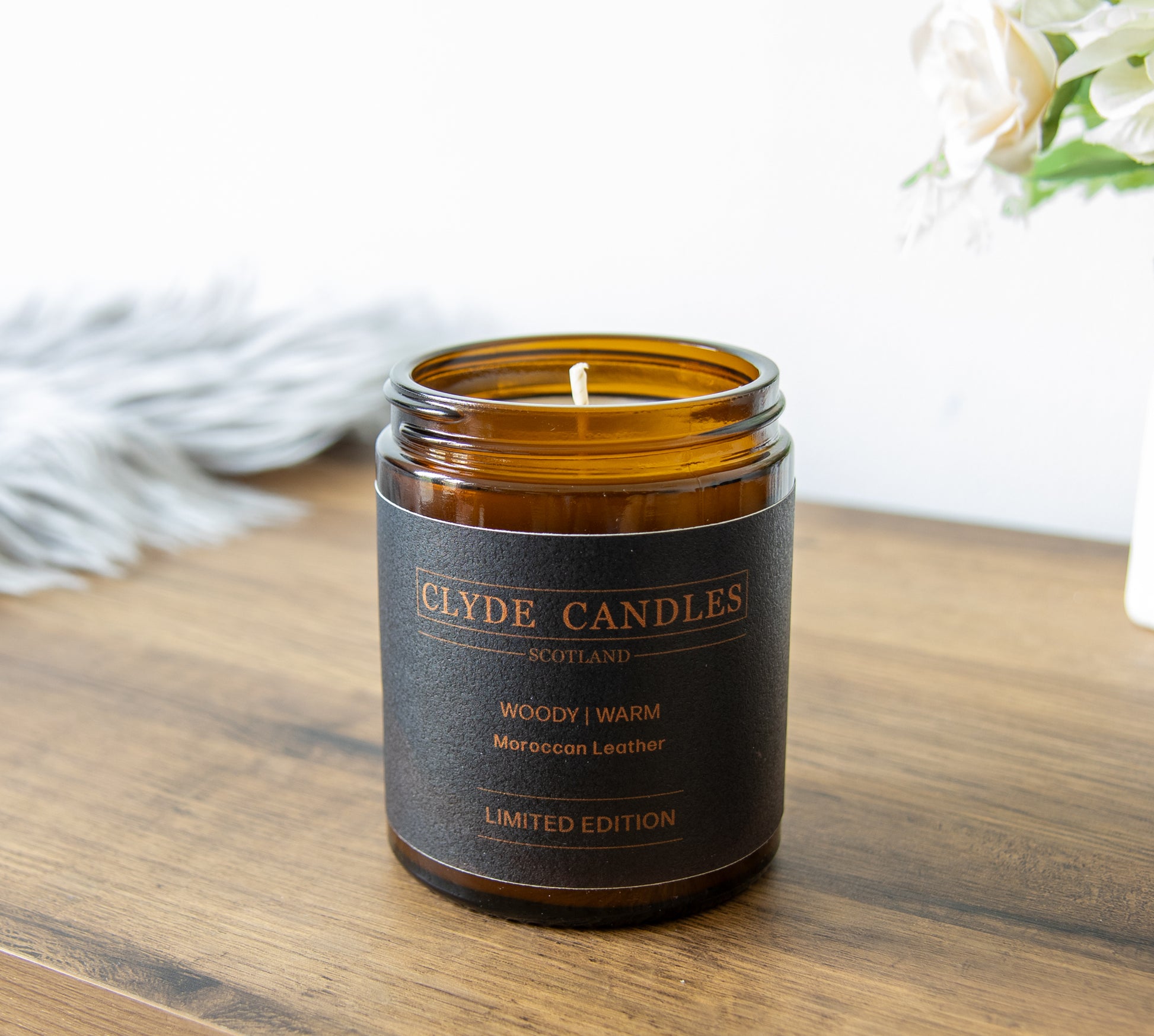moroccan leather natural soy wax, clyde candles, hand made in scotland, scottish gifts, candle gifts, scented british candle gifts