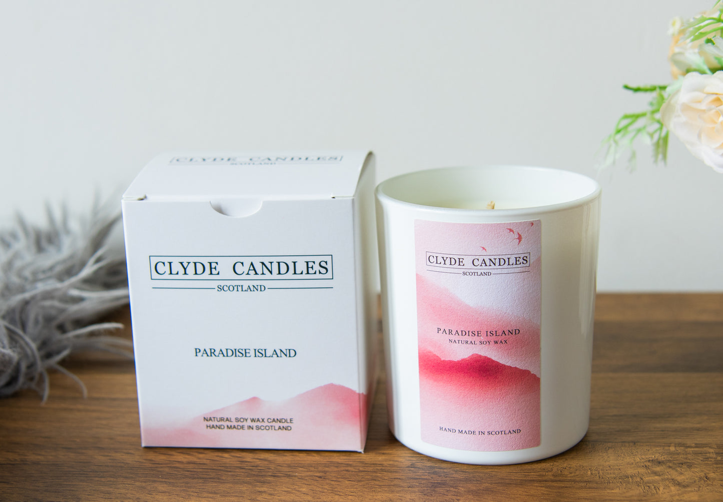 Paradise Island Gift Box Candle - Large Glass, vegan scottish gifts, made in britain