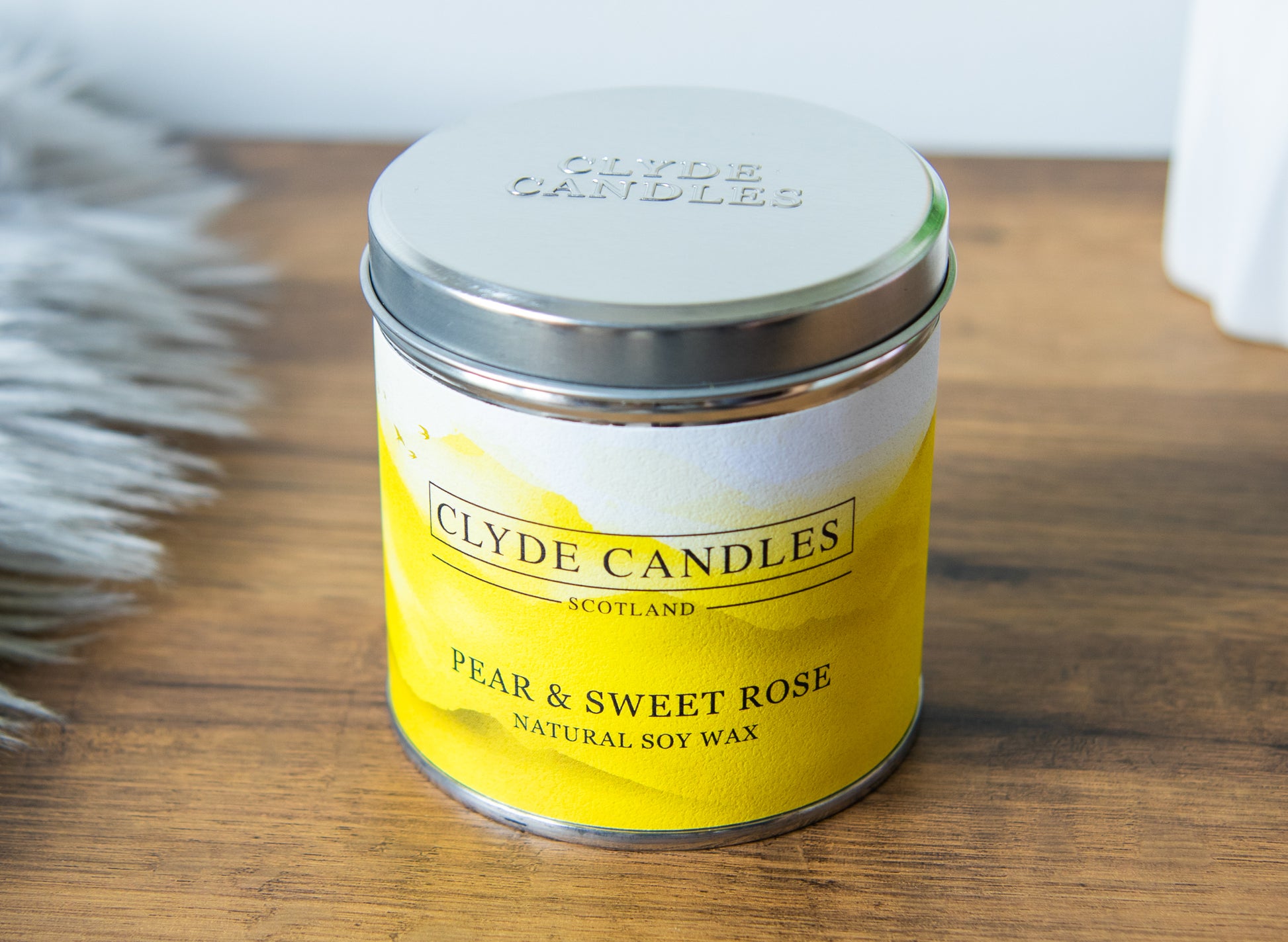 Clyde candles pear and sweet rose, hand made soy candle made in scotland