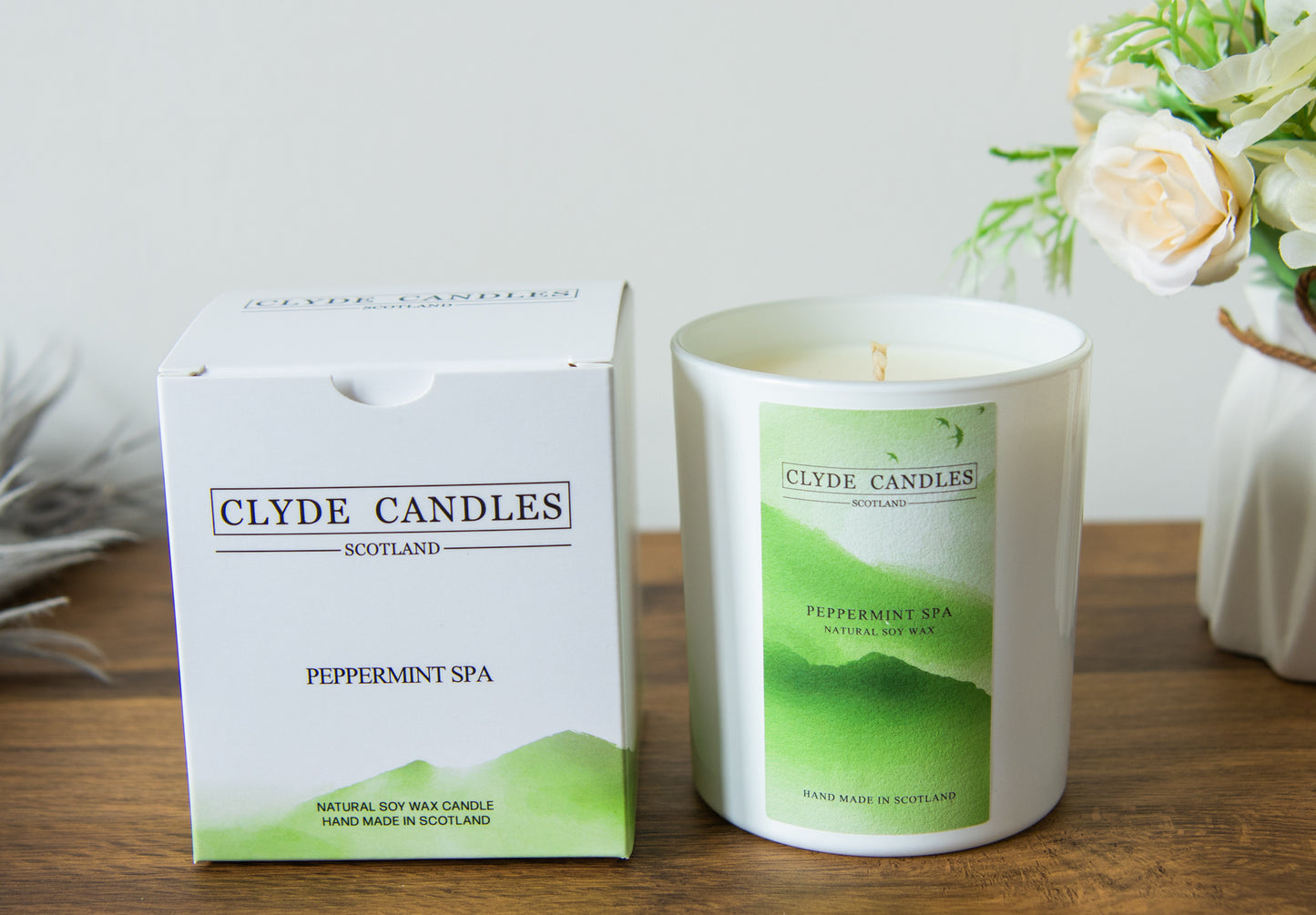Peppermint Spa Gift Box Candle - Large Glass, luxury natural soy candles, gifts