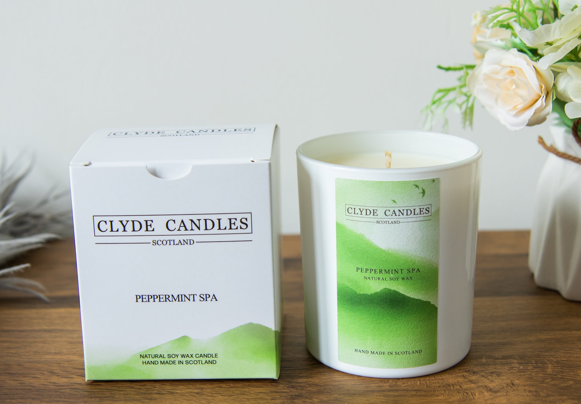 Peppermint Spa Gift Box Candle - Large Glass, luxury natural soy candles, gifts