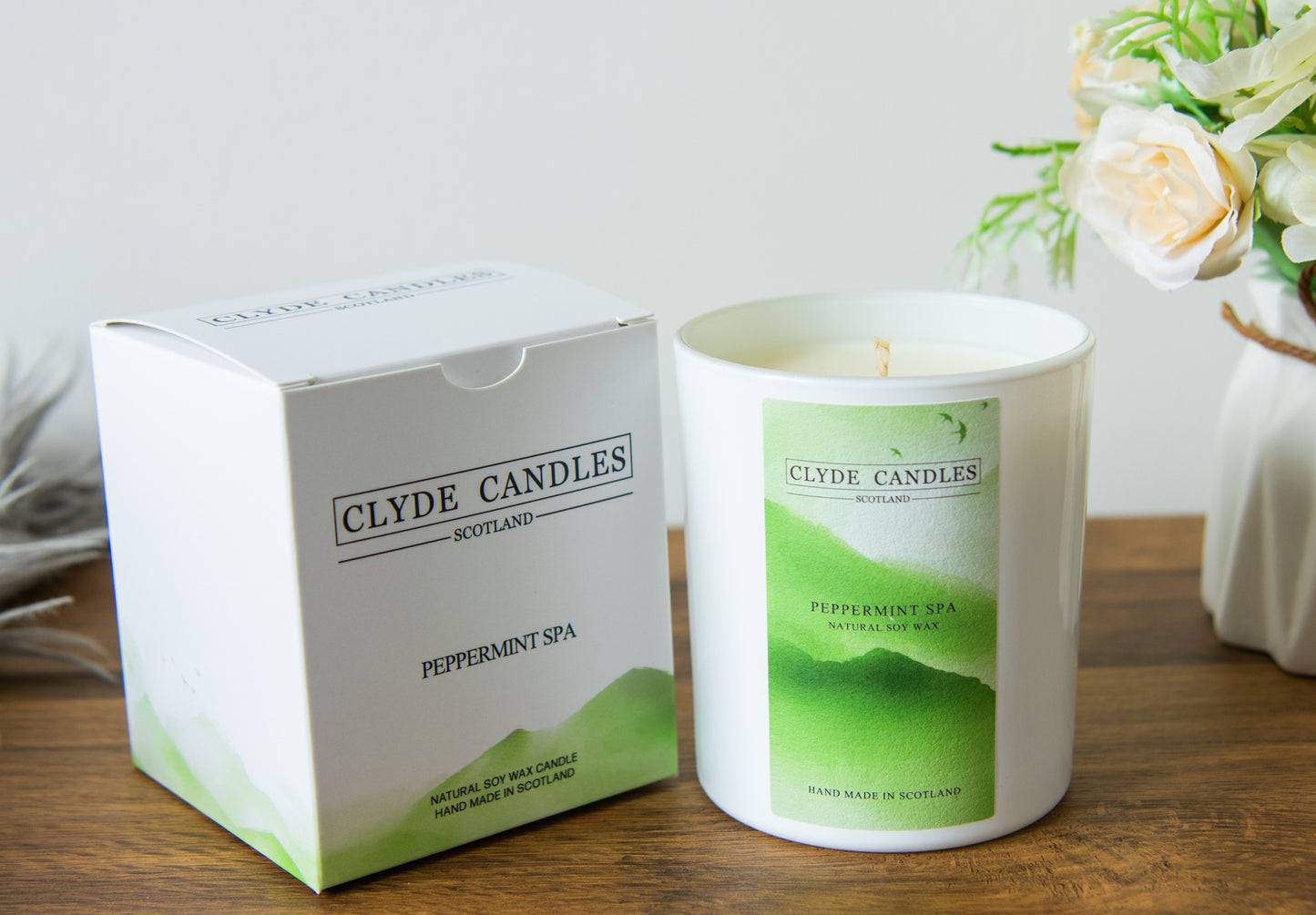 Peppermint Spa Gift Box Candle - Large Glass, luxury natural soy candles, gifts