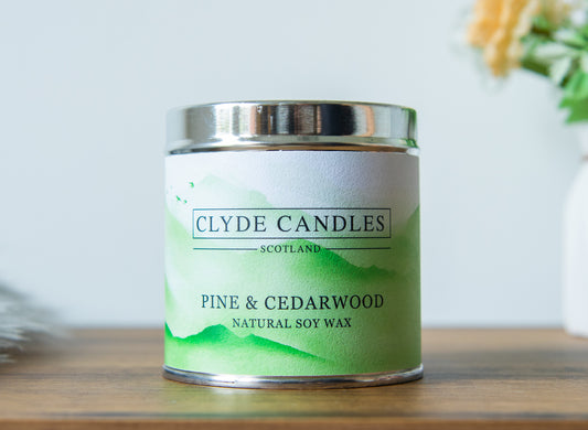 pine and cedarwood scented candle, Christmas tree candle, christmas gifts, clyde candles