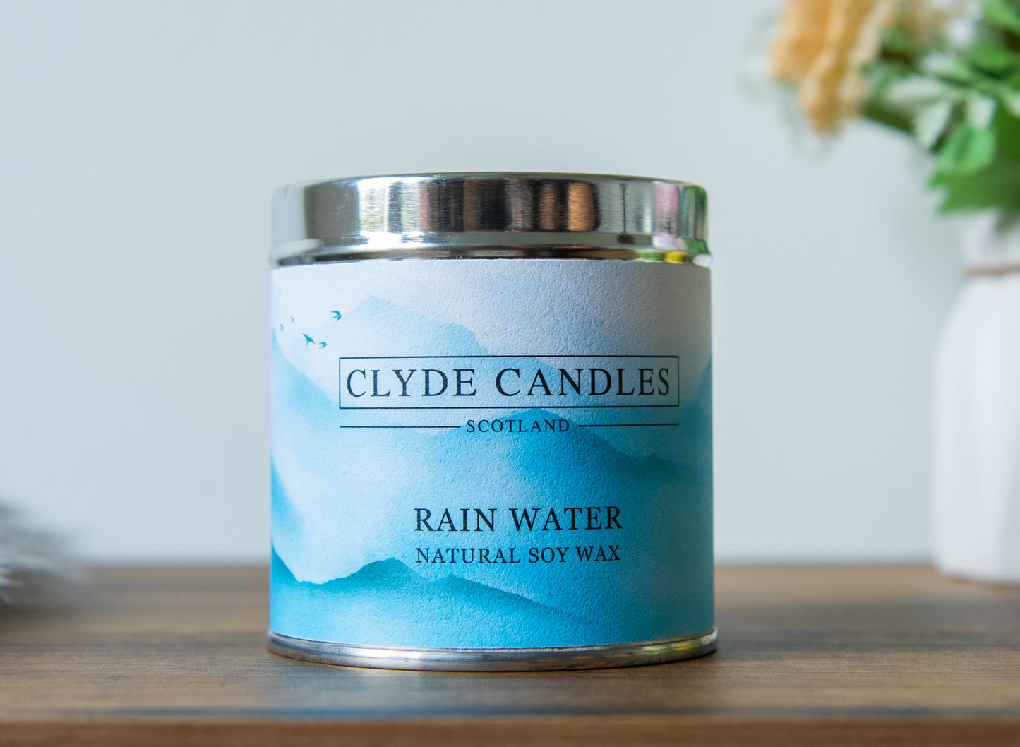 Rain Water Scented Candle Tin, Natural Soy wax, Scottish Candles, Clyde Candles