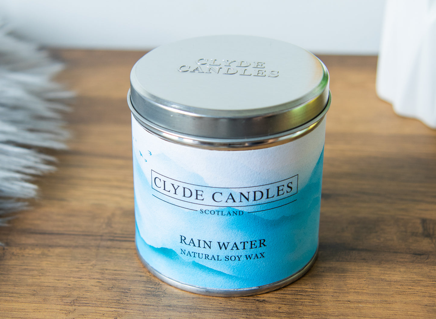 Rain Water Scented Candle Tin, Natural Soy wax, Scottish Candles, Clyde Candles