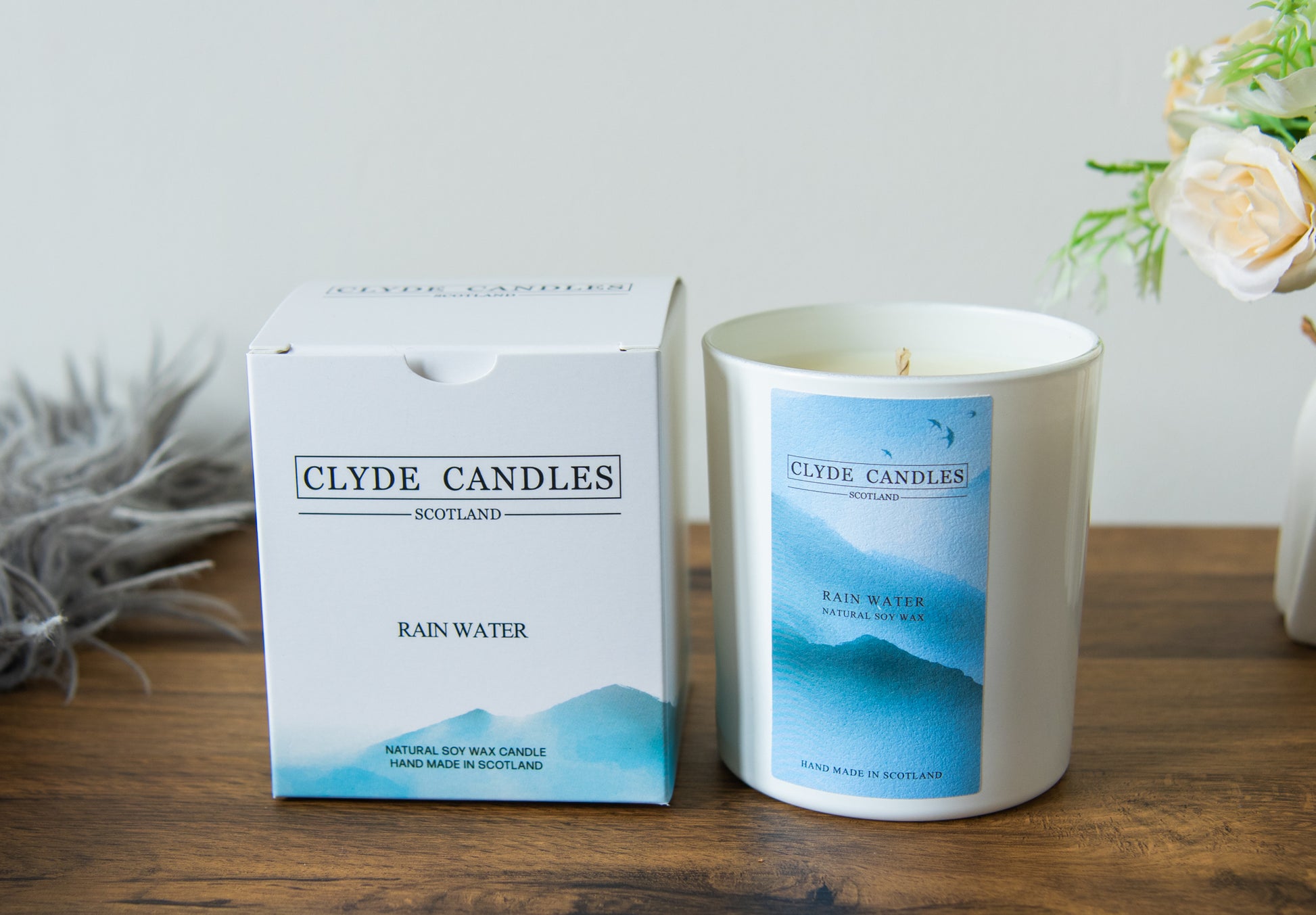 Rain Water Gift Box Candle - Large Glass, luxury natural soy candle gift for her