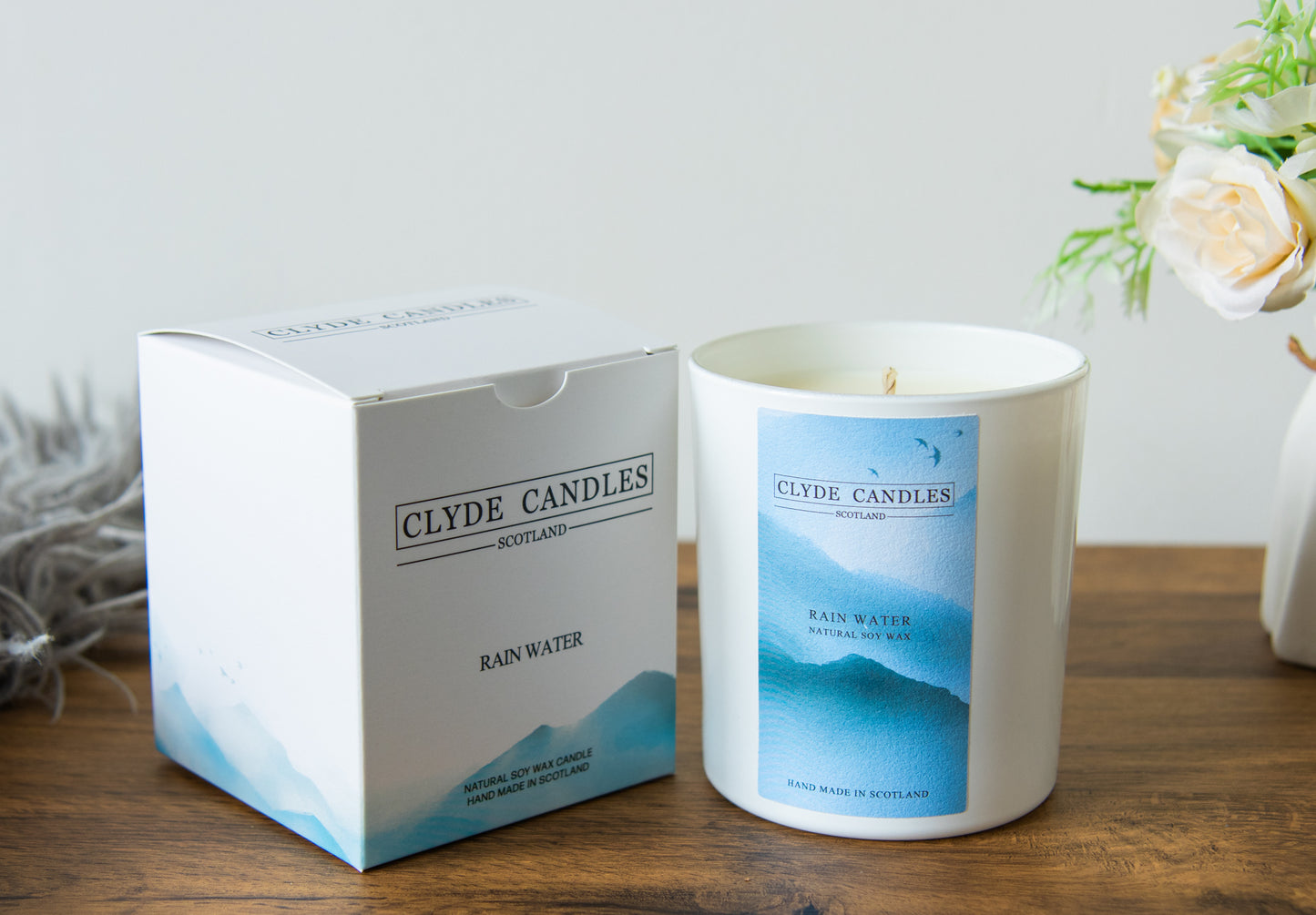 Rain Water Gift Box Candle - Large Glass, luxury natural soy candle gift for her