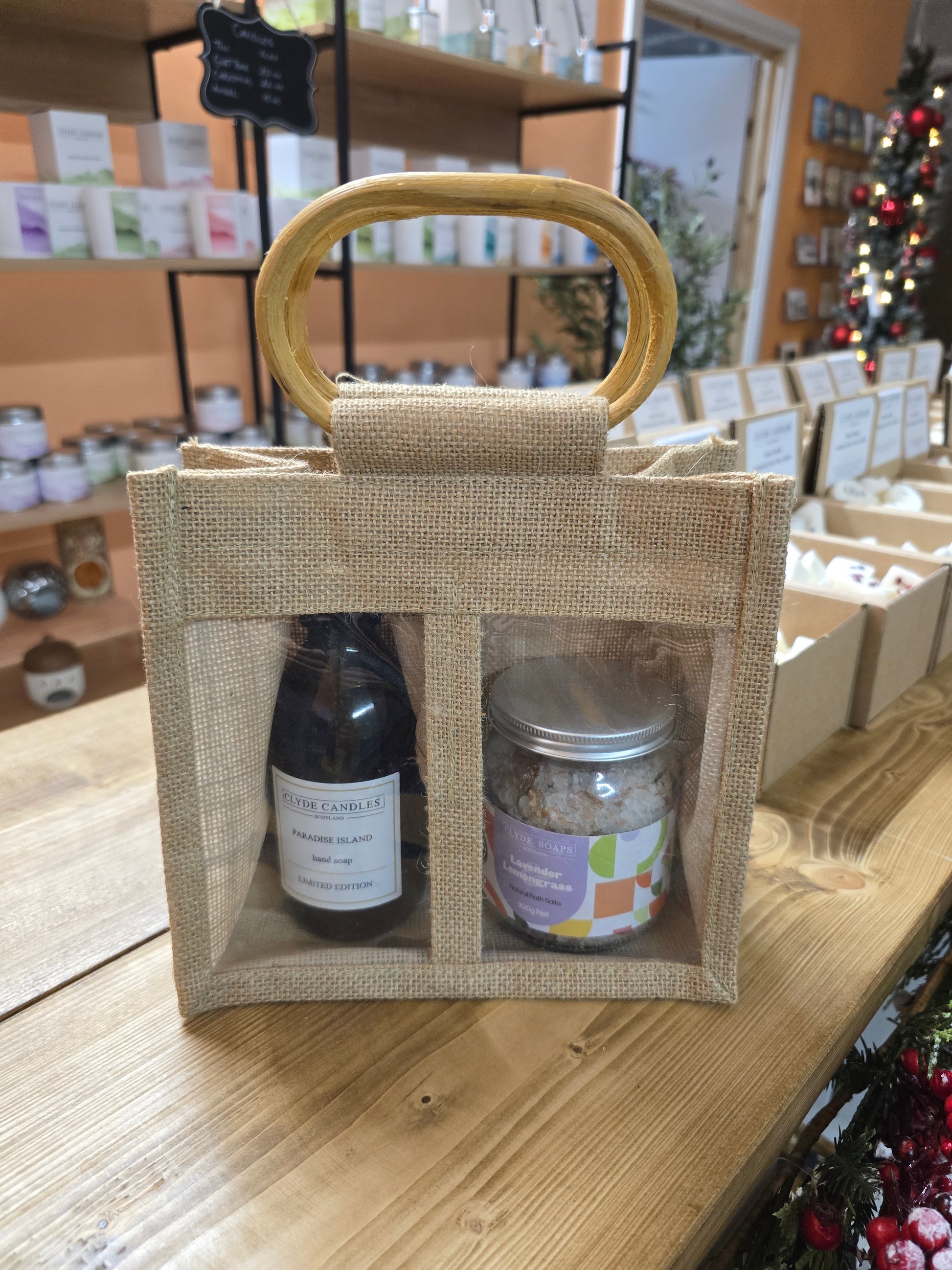Hand wash and bath salts gift bag from Clyde Candles
