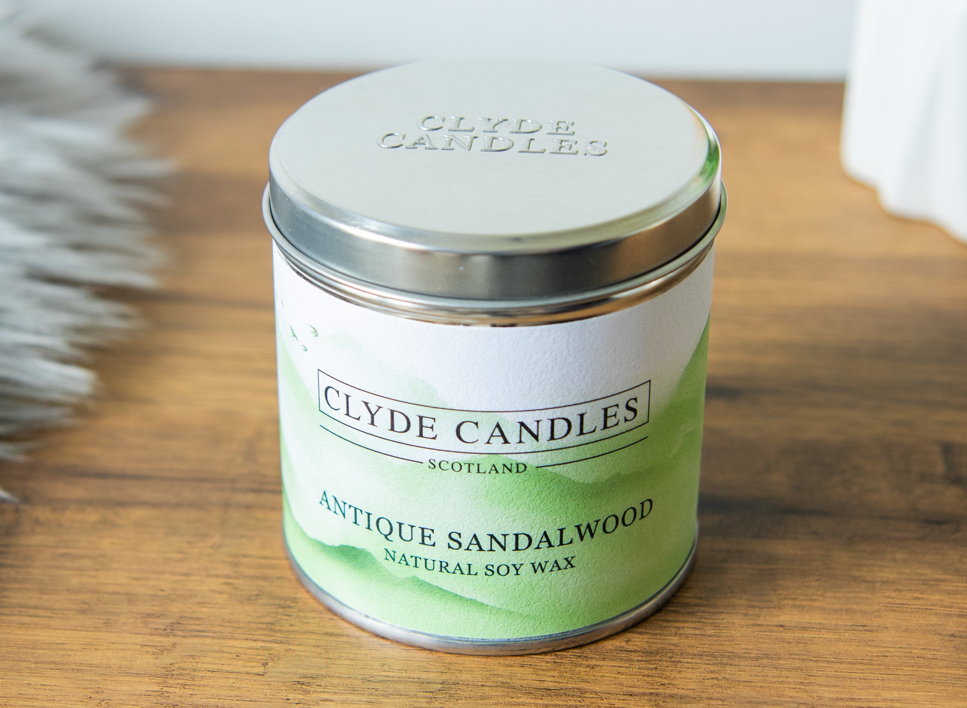 Antique Sandalwood Scented Candle Tin, Natural soy wax, Scottish Candles, Clyde Candles