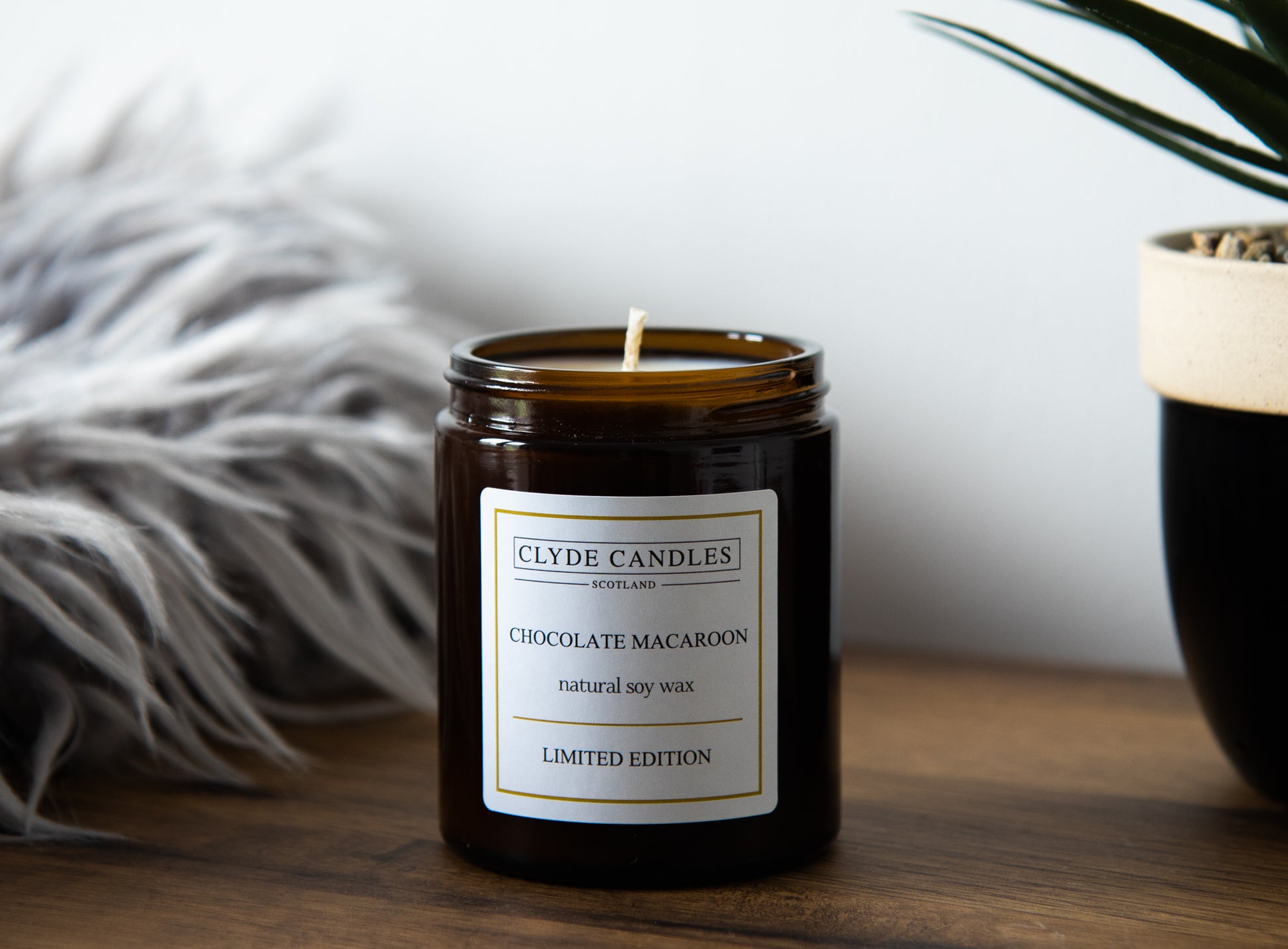 chocolate macaroon natural soy candle, christmas candle gift, made in scotland